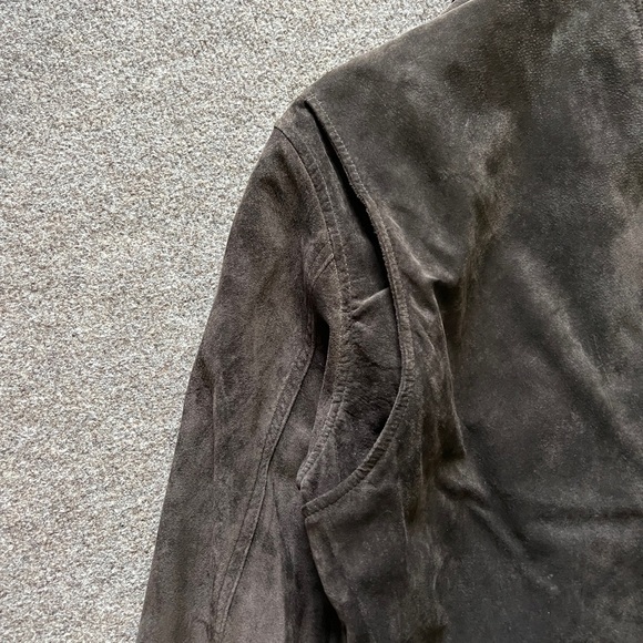 NWT Eddie Bauer Brown Genuine Suede Leather Trucker Harrington Jacket Men L Tall - Picture 11 of 16